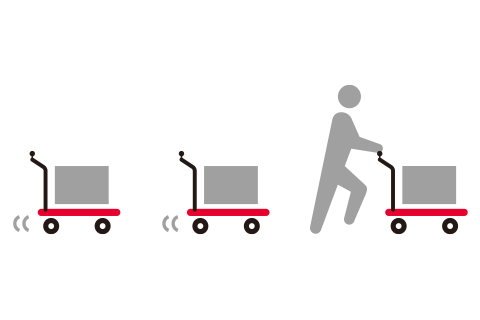 作業負担なく複数台運搬