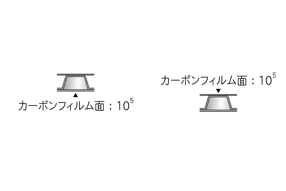 導電プチブラック（カーボンフィルム面：10<sup>5</sup>×カーボンフィルム面：10<sup>5</sup>）